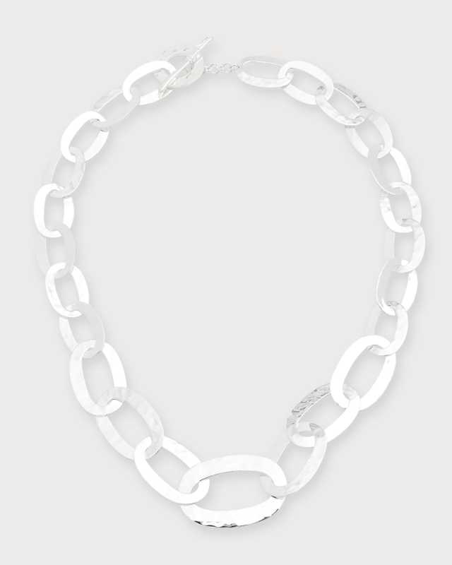 Roma Links Long Chain Necklace in Sterling Silver